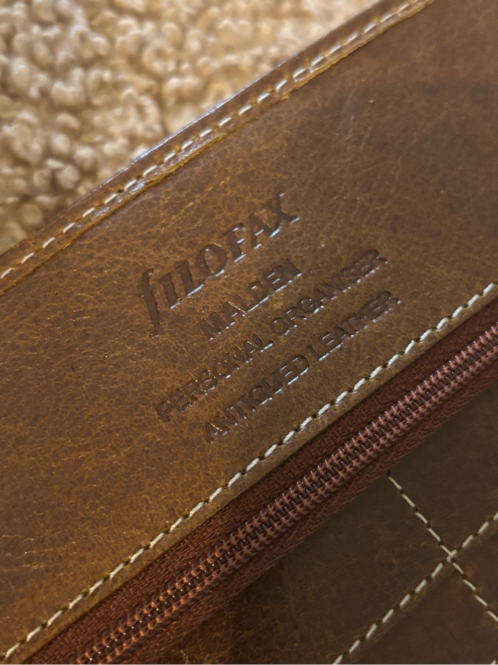 Brown Leather Snap Filofax Malden personal Organizer antiqued leather - Picture 5 of 13